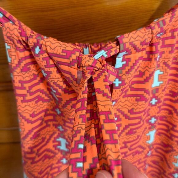 Ellie Kai Coral Pink Blue Aztec Halter Top Women’s US 4 - Picture 5 of 7